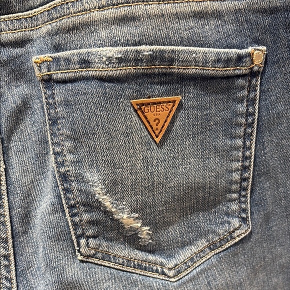 GUESS Women's Light Blue Ripped Cropped Jeans - Picture 3 of 4